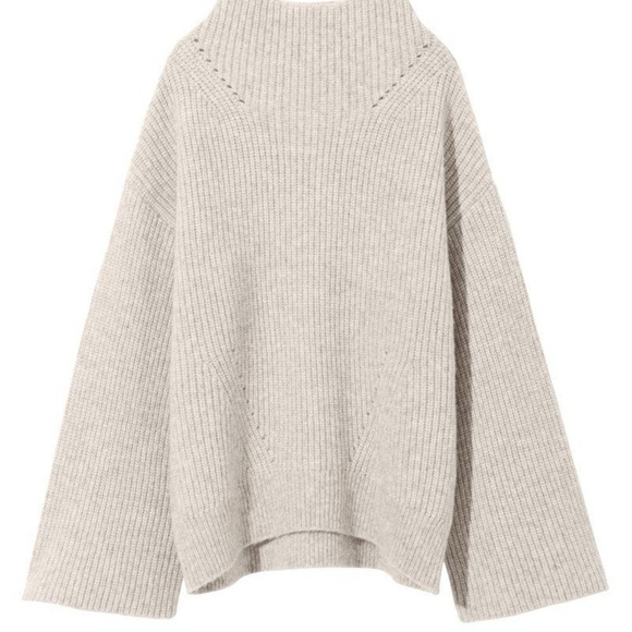 Nili Lotan oatmeal beige Ronnie wool mock neck turtleneck sweater - Small - Picture 10 of 12